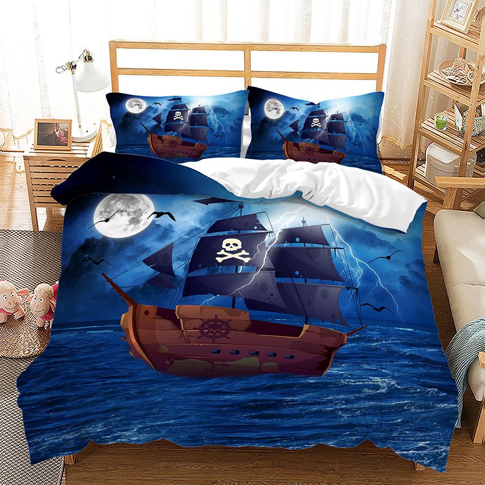 3D Skull Head Series Bedding Set Luxury Flower Skull Duvet Cover 2/3 Pieces DE135 * 200 Full Size Boys' Room Soft Bedroom Decoration