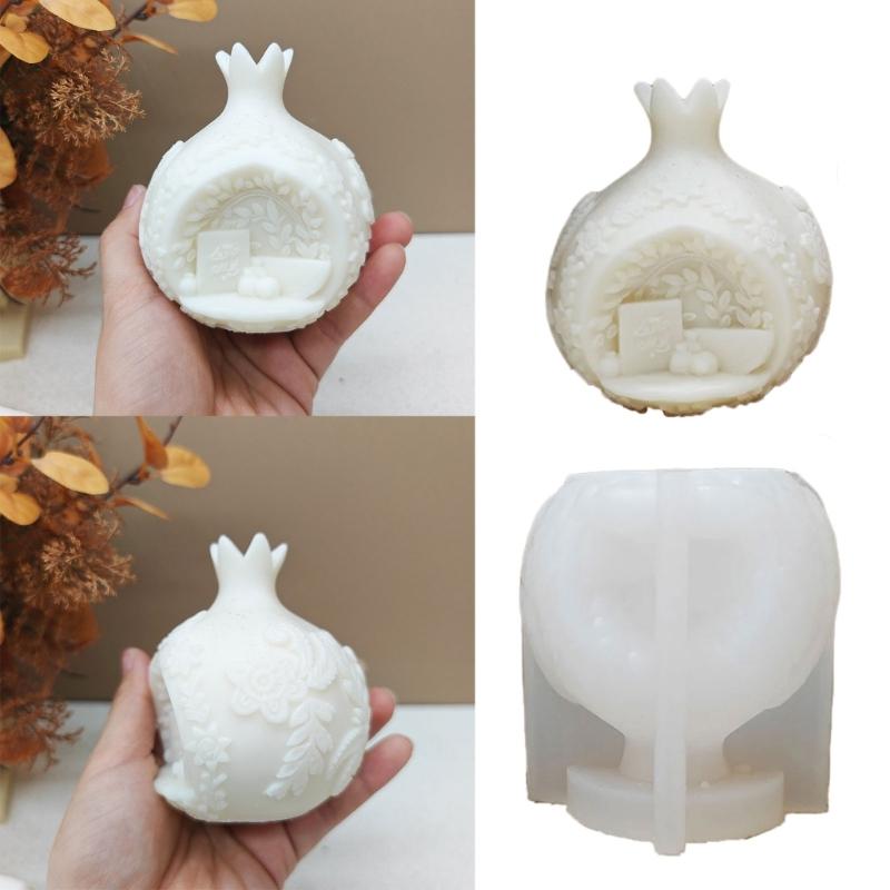 Pomegranate Silicone Molds Heat Resistant Fruit Silicone Candle Mould for Resin Casting Making Candle Soap Chocolate