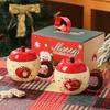 Christmas Gifts for Girls Apple Mug with Lid Cute Christmas Cup Souvenir Gift Set Christmas Eve