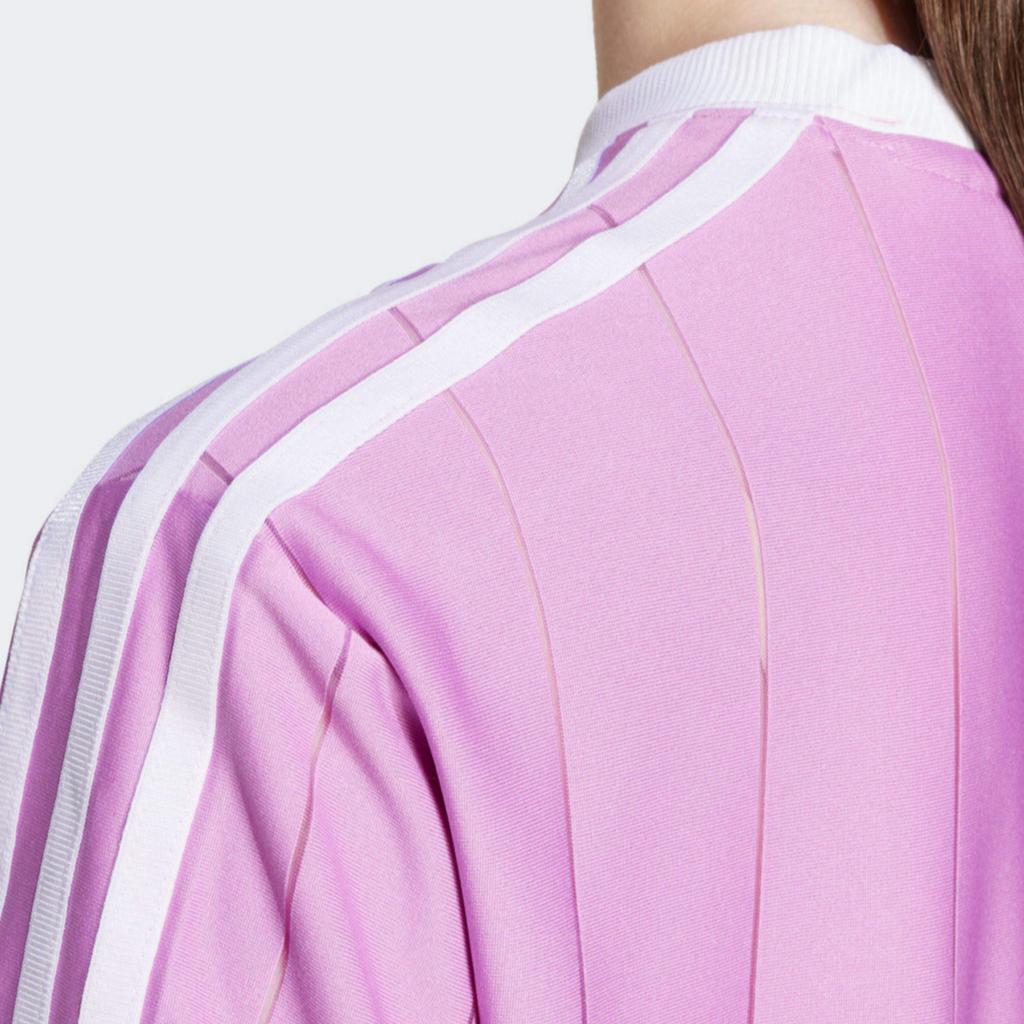 adidas Женская повседневная футболка Originals Adicolor в полоску с логотипом, с коротким рукавом, фиолетовая, IY7226