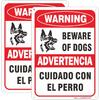 2 Pack Bilingual Beware of Dogs Warning Signs, 10x7 Inch Invisible Fence Dog On Duty Security Sign, Reflective Rust-Free Aluminum, Weatherproof, Fade