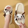 Fashion Four Seasons Universal Indoor Home Cotton Linen Sandals Cute Cartoon Cow Linen Slippers Non-slip