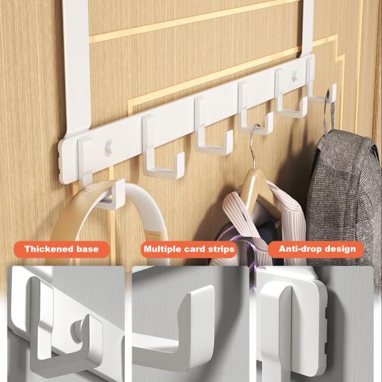 Стеллаж для хранения над дверью с 6 крючками, прочный, нержавеющий, компактный органайзер, вешалка для пальто, вешалка для полотенец, товары для дома