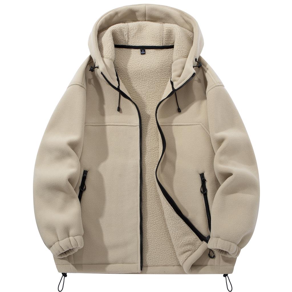 Большой размер осень и зима новая мужская уличная теплая флисовая куртка куртка с капюшоном