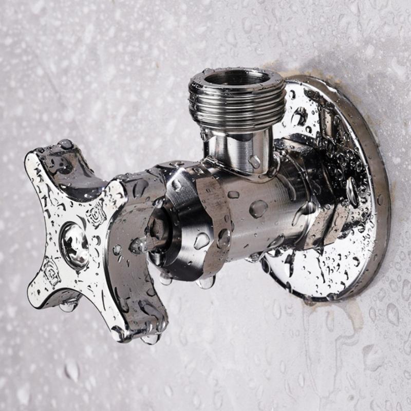 1 Set Thickened Triangle Valve For Hot And Cold Water Stainless Steel Bathroom Quick Opening Triangle Valve Faucet Accessories