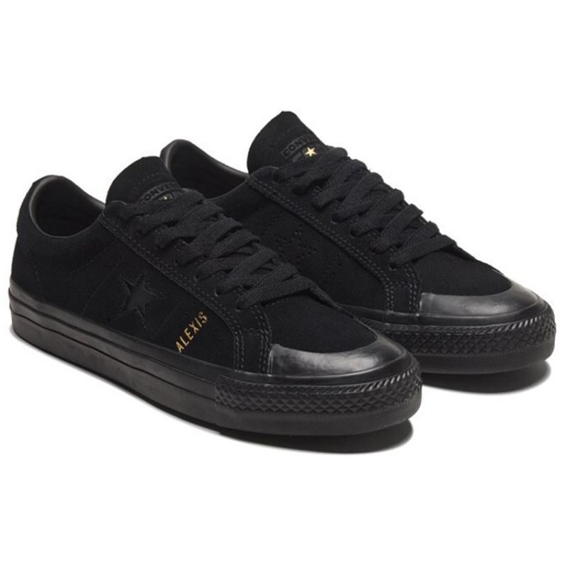 Converse One Star Pro As Ретро Повседневные Противоскользящие Амортизирующие Износостойкие Низкие Кеды Унисекс Одинаковые Черные
