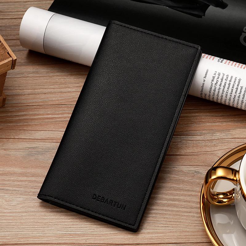 Ультратонкий мужской кошелек из мягкой кожи — однотонный, с несколькими отделениями для карт, легкий, модный, простой дизайн.