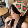 1pc Bohemian Style Polyester Floral Lace Triangular Binder Scarf - Women'S Summer French Veil Headband with Color Matching Print