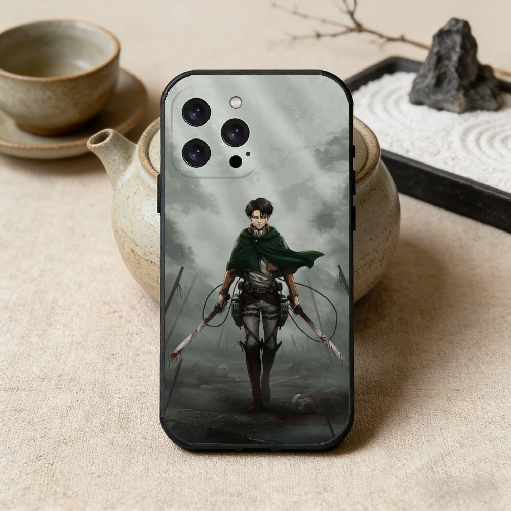 Чехол для телефона L-Levi A-Атака Титанов Для iPhone 17 16 15 14 13 12 Max Plus Силиконовый Черный Чехол