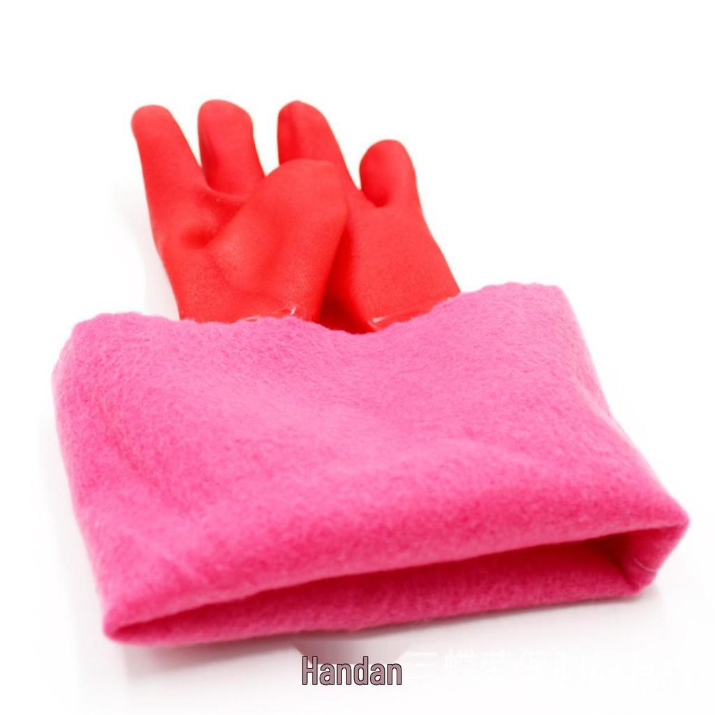 Hu Bang Extra-Long Waterproof Fleece-Lined Winter Gloves - Wear-Resistant, Cold-Proof, Thickened for Dishwashing and Housework
