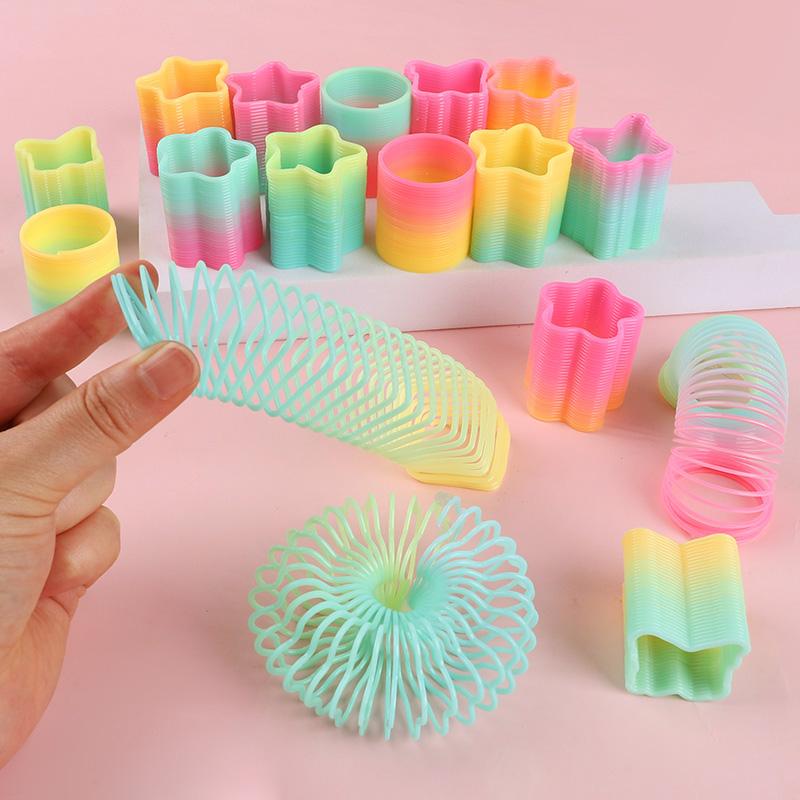12/24Pcs Rainbow Magic Spring Bounce Toys Kids Birthday Party Favors Goodie Pinata Fillers Fidget Toy Creative Christmas Gifts