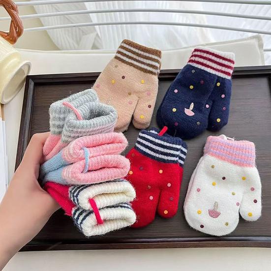 Kids Winter Gloves Cute Cartoon Plush Warm Gloves Fleece-Lined Thickened Windproof Gloves for Boys Girls Outdoor Playing