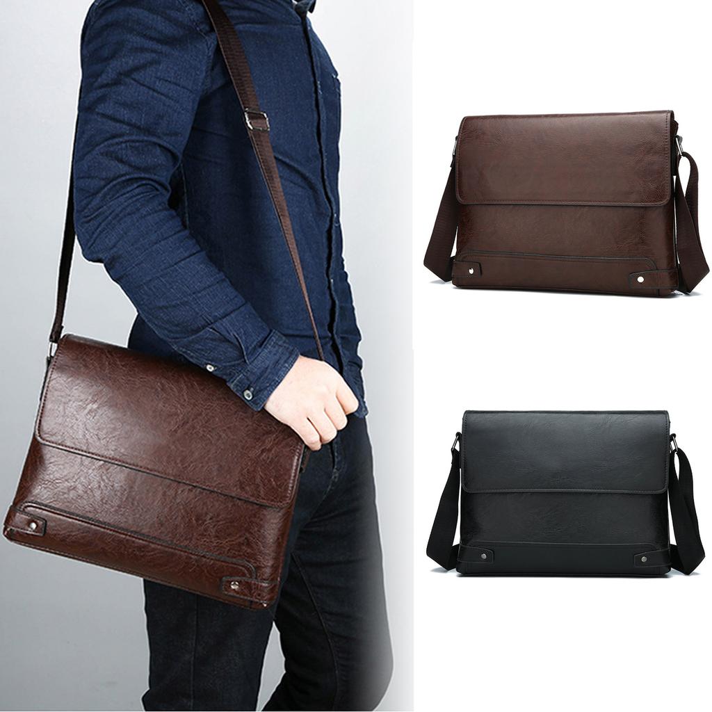Briefcase for Men PU Tote Commuting Laptop Shoulder Executive Business Work Messenger Crossbody Side Designer Bag