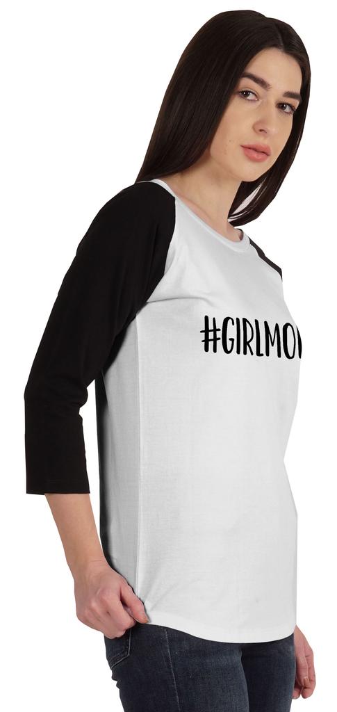 Inkmeso #Girl MomTshirt Топы для женщин Хлопковая рубашка с рукавами реглан для матери