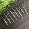 Novel Punk Multicolor Crystal Dagger- Earrings Metal Sword- Handle Studs Earrings for Women Girls Halloween Jewelry Gift