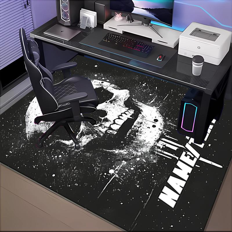 1PC Custom Name Skull Art Theme Floor Mat Ideal for Living Room, Game Rooms, Office, Bedroom,Floor Mat Playful Design