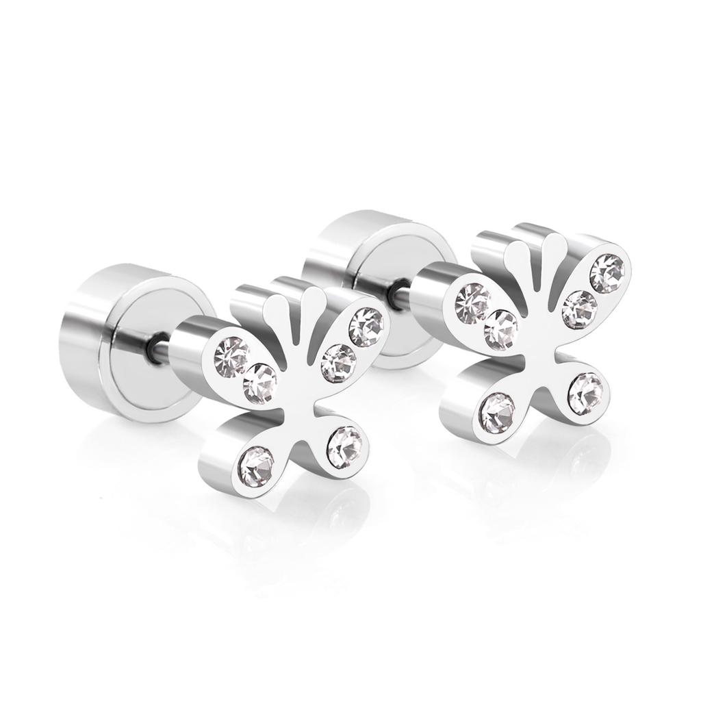 with Diamond Stud Earrings, Simple and Advanced Butterfly Love, Flower Pat Plug Stud Earrings, Female