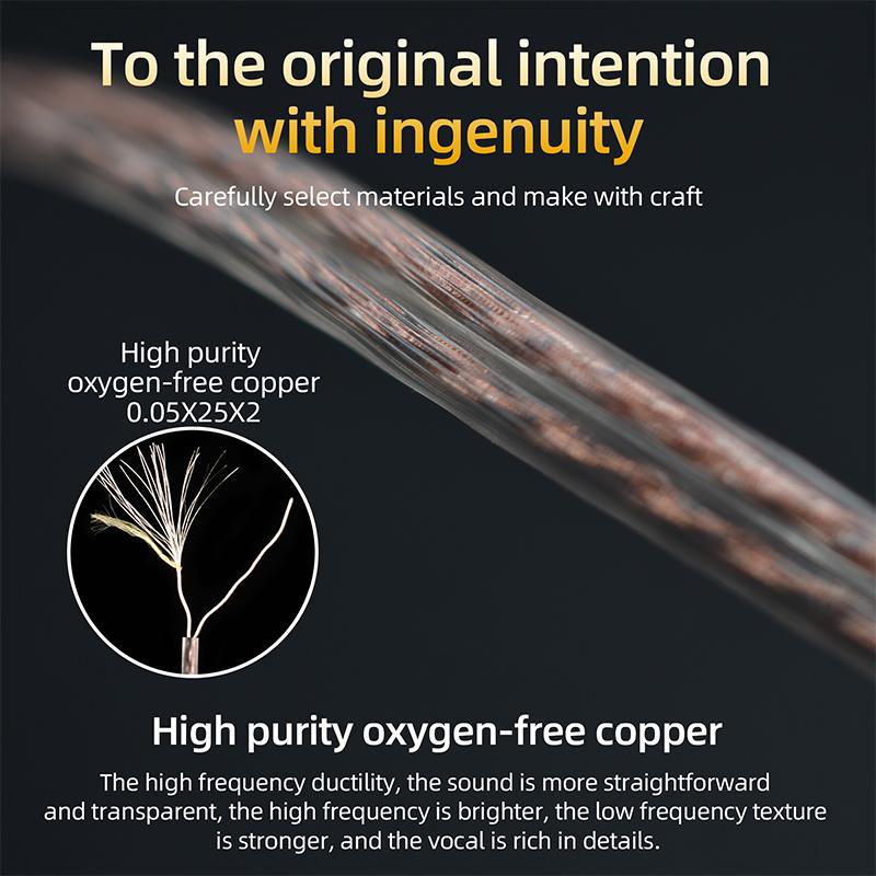 B/C Pin 2Pin Cable Upgrade Oxygen-Free Copper High-Purity With Mic Earphones Cable For KZ 2Pin 3.5mm Headphone Cord In Ear Cable