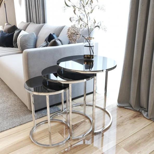 EPeddler Home 3-местный журнальный столик из белого золота, закаленное стекло