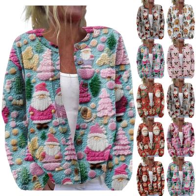 Женский рождественский свитер Милый забавный рождественский свитер Осень и зима Свитер с длинным рукавом вязаный