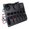 Панель тумблеров на 6 клавиш DC 12-24V с защитой от перегрузки, двойным USB-зарядным устройством и цифровым вольтметром для лодок