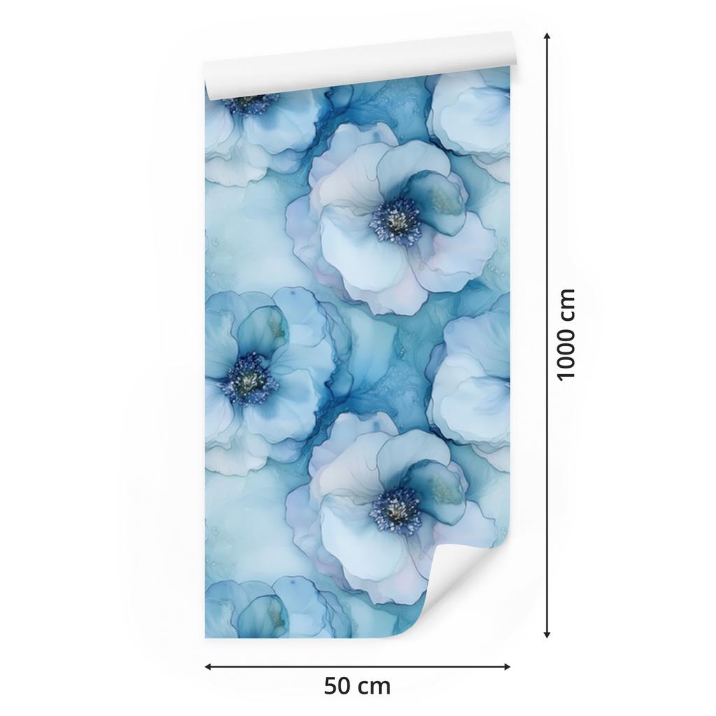 Azure, blue and turquoise ink wallpaper for living room and bedroom 50x1000
