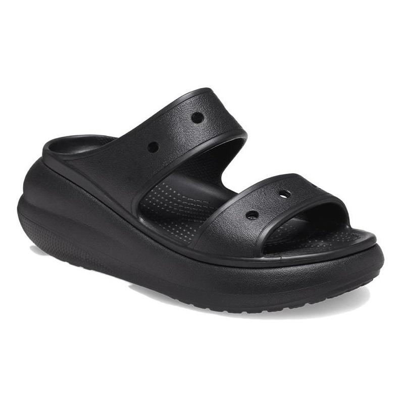 Crocs Классические шлепанцы на танкетке с отверстиями Classic Crush Puff Wedge Hole Silent Slipper Унисекс Черные