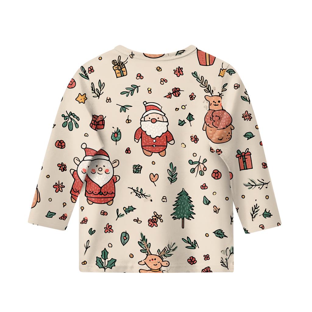 Children's 3/4 Sleeve Round Neck Top Christmas Tree Printed Everyday Casual Top