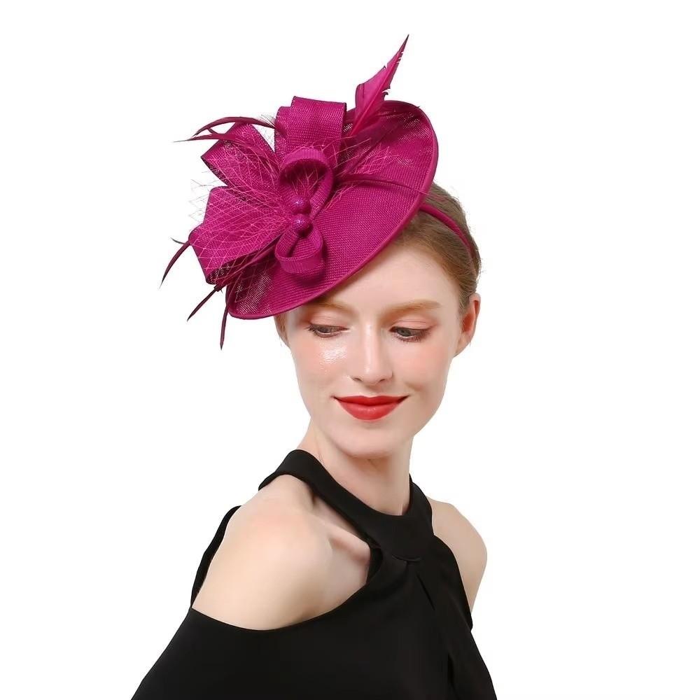 Elegant Tea Party Mesh Hair Band Bowknot Bride Headdress Party Feathers Fascinator Hat Lady
