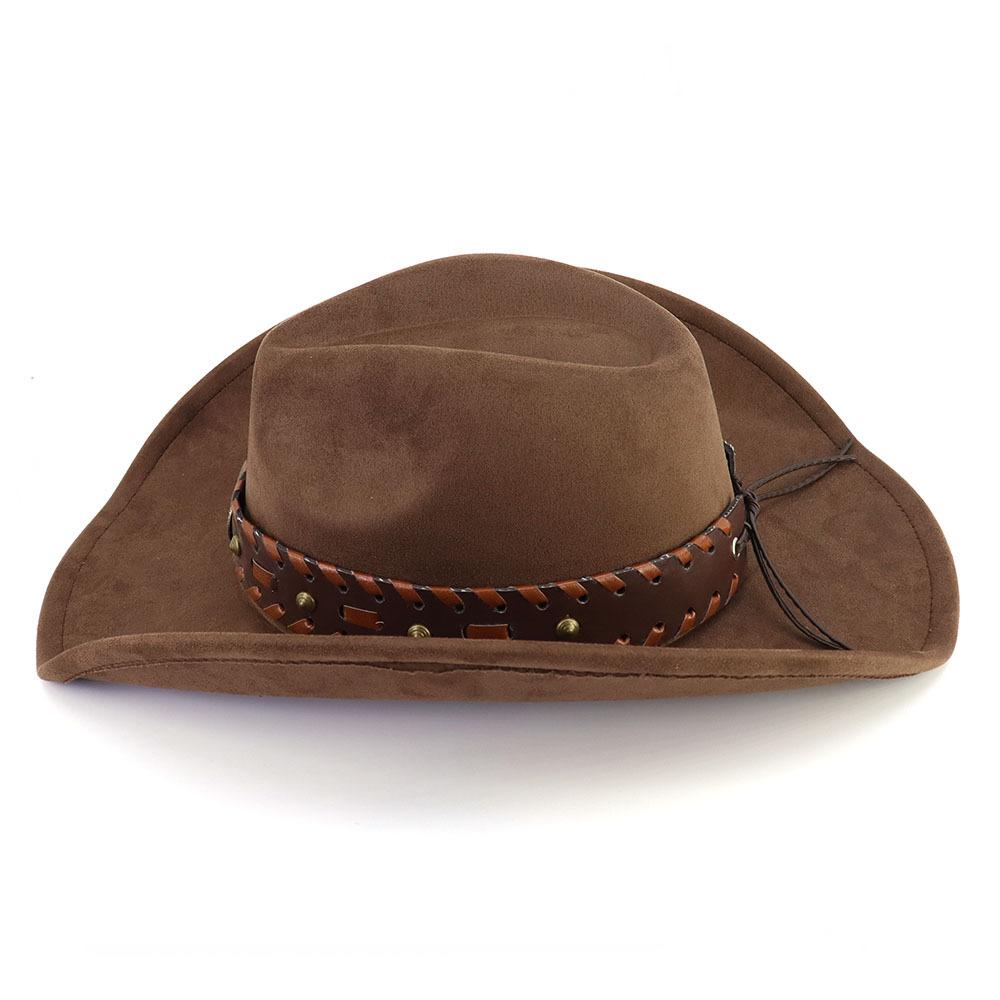 Замшевая шляпа Fedora Ковбойские шляпы в стиле вестерн Замшевая ковбойская шляпа в стиле вестерн Мужская и женская ковбойская шляпа с большими полями с каплевидным верхом