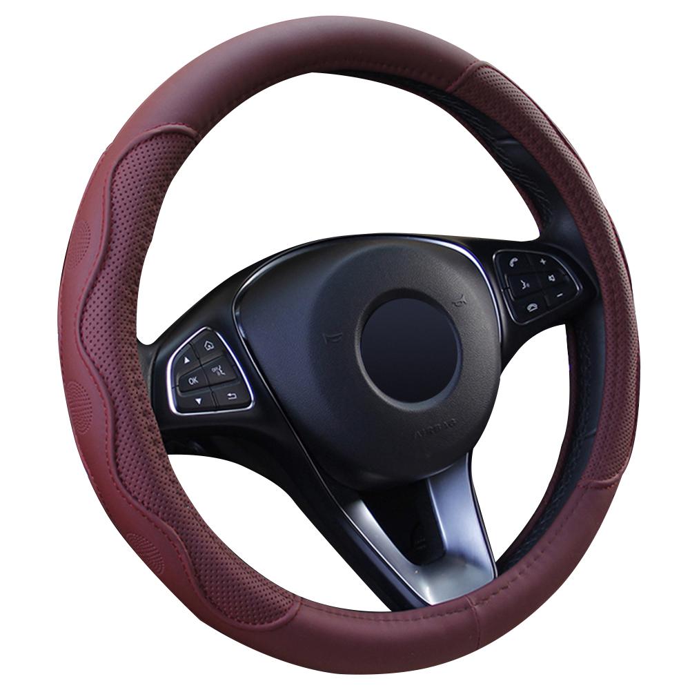 37-39 см чехол на руль автомобиля нескользящий чехол на руль автомобиля противоскользящий тисненый кожаный автомобильный стиль аксессуары для автомобиля
