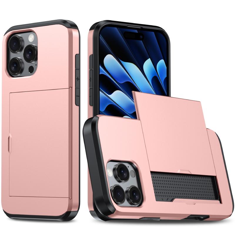 Кошелек Push Pull Слот для карт Роскошный однотонный чехол для телефона для iPhone 16 Pro Max E 14 11 12 13 15 Pro Max Mini Бампер Задняя крышка