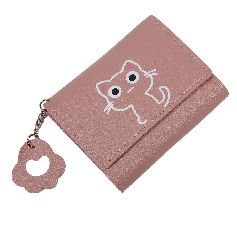 Маленький кошелек Кошка Короткий складной Персонализированные кошельки Студент Милая леди Мини Модный кошелек Kawaii Простые кошельки для девочек