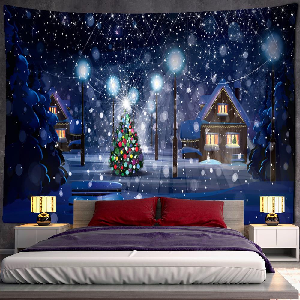 Рождественская ночная сцена, гобелен, настенный мультяшный рисунок, снежная сцена, Новогоднее украшение для дома