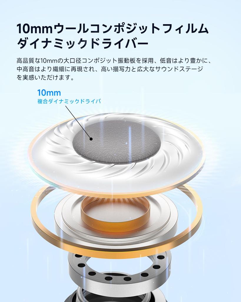 2024 Gold EarFun Air 2 Bluetooth Wireless Earphones High Resolution LDAC Hours Band Dedicated Game Waterproof Microphone Call Call Voice Assist