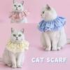 Cat Bib Collar Pet Bandana Scarf Accessories with Bow Adjustable Cat Dog Princess Costume for Christmas Birthday Party Decoration