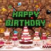 Pixel Birthday Decorations, 5x3 ft Happy Birthday Banner Backdrop for Miner TNT & Pixel Themed Celebration Kids Boys Game Party Supplies