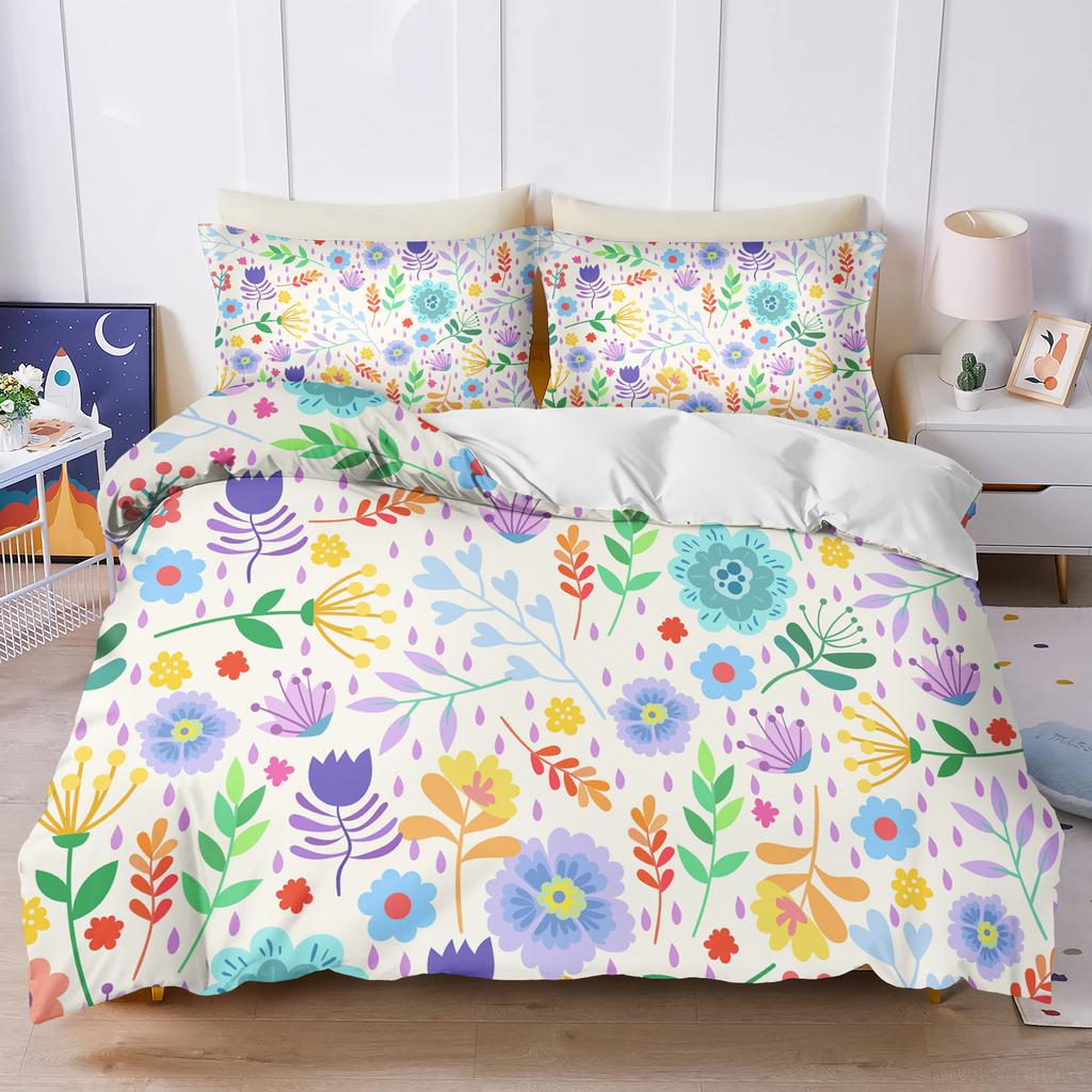 Plant Cute Flowers Duvet Cover Floral Home Pillowcase Set Adult Bedroom 203X228Cm Size Children Comforter Bedding