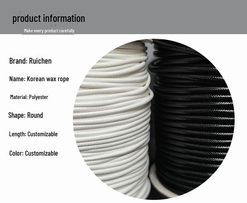 Корейская черная вощеная веревка, 1,0 мм-3 мм, ручная работа для браслетов и ожерелий