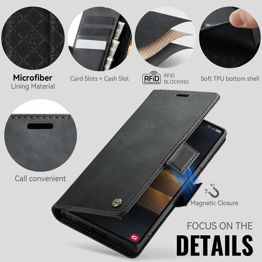 CASEME 033 Series For Samsung Galaxy Note20 Ultra 5G/Note20 Ultra Case RFID Blocking Wallet Stand Calf Texture Leather Phone Cover