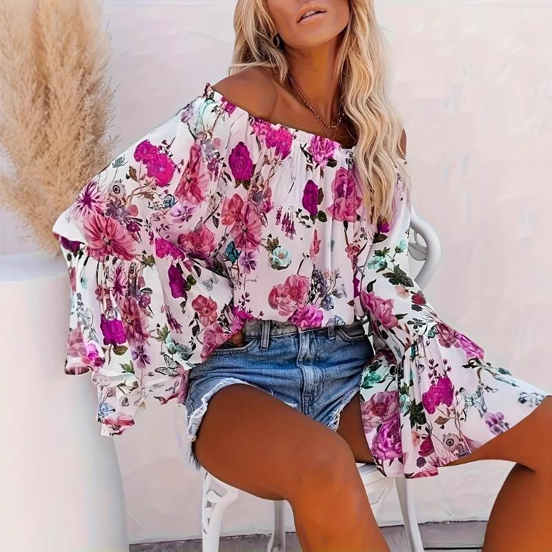 Women S One Shoulder Long Sleeve Flared Top Casual