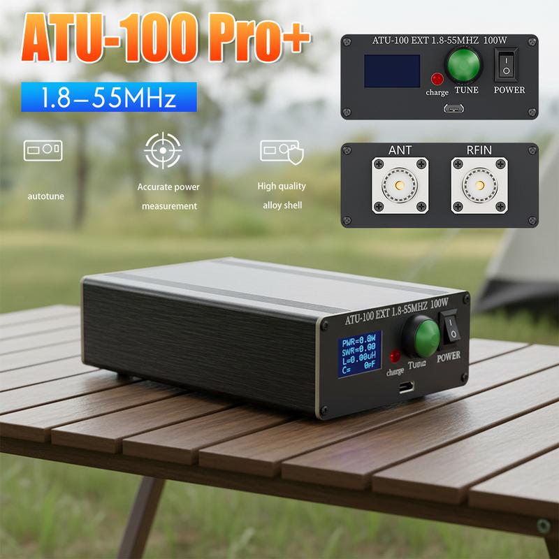 ATU-100 Pro+ Automatic Antenna Tuner 1.8MHz-55MHz 0.96Inch Display Atu100 Assembled with Metal Shell Recharbable Battery