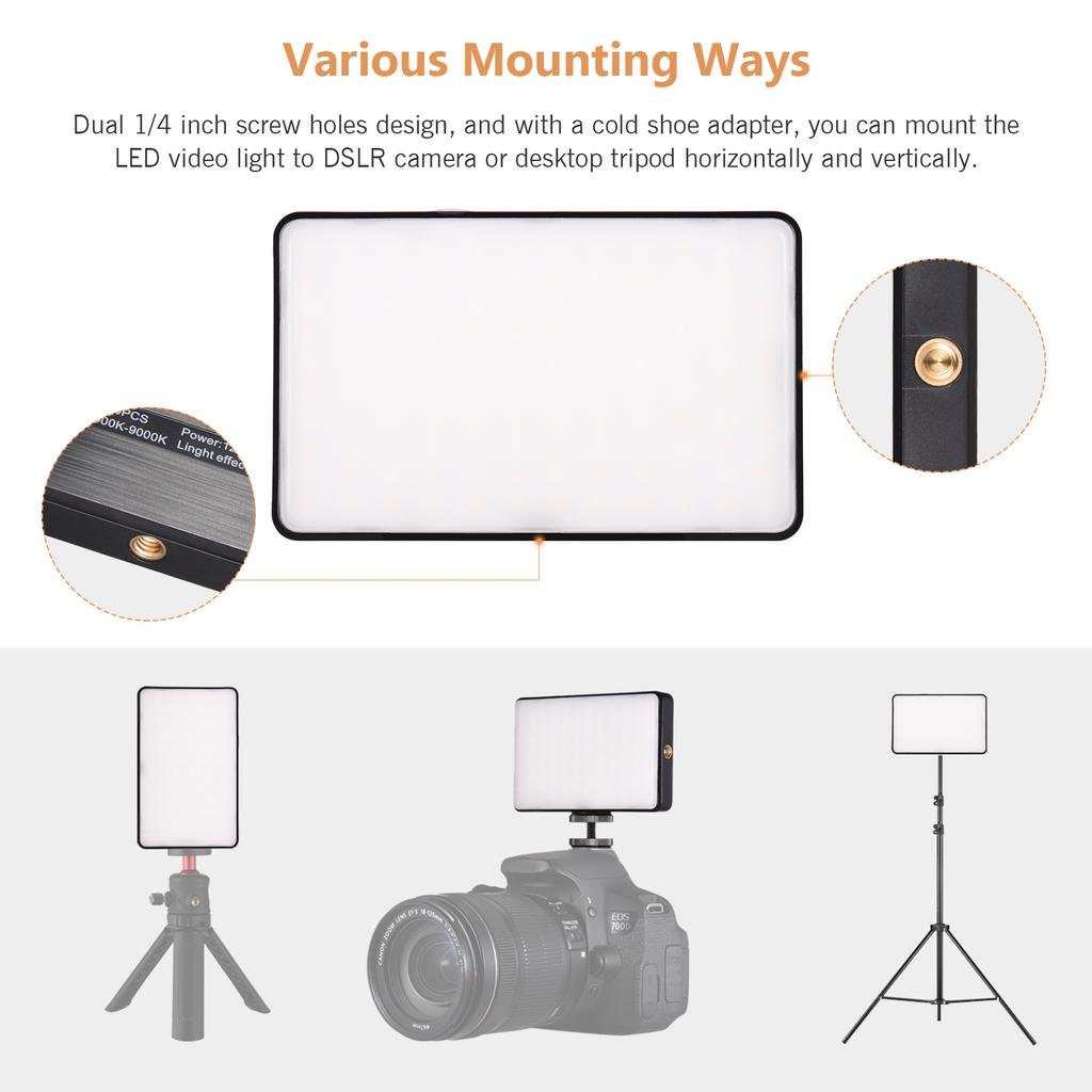 Mini LED Photography Fill Light 120 LED 2500K 9000K Rechargeable Brightness Adjustable Pocket Video Light