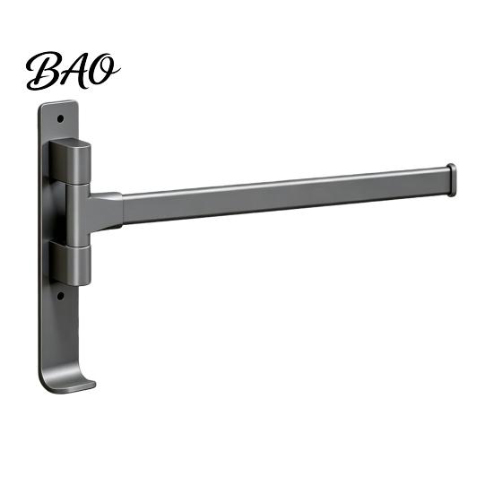Drill Free Towel Bar Swivel Rack, 180 Degree Rotating Design, Wall Mounted Space Rack for Bathroom Aluminum Swing Holder, Anti-slip Organizer Kitchen