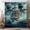 Discover the Unique Waterproof Shower Curtain with a Cat and Sharks Design for an Unforgettable Bathroom Experience