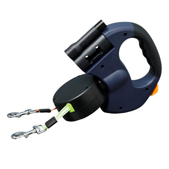 Двойной выдвижной поводок для собак, двухсторонний, 16 футов, выдвижной, с дозатором для фекалий и светодиодной подсветкой для 2 маленьких собак весом до 5 кг