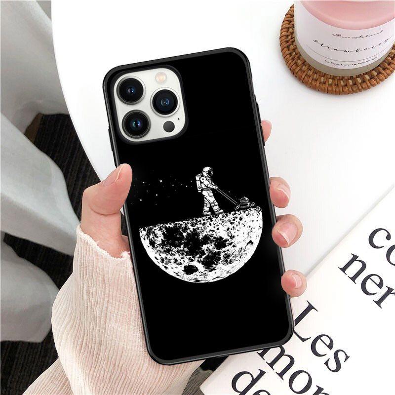 Мягкий чехол для телефона Funda Space Moon Astronavt для iPhone 14Pro 11Pro 12 13Pro Max 5S 6S XS 7 8Plus SE XR 12Mini Coque Cases