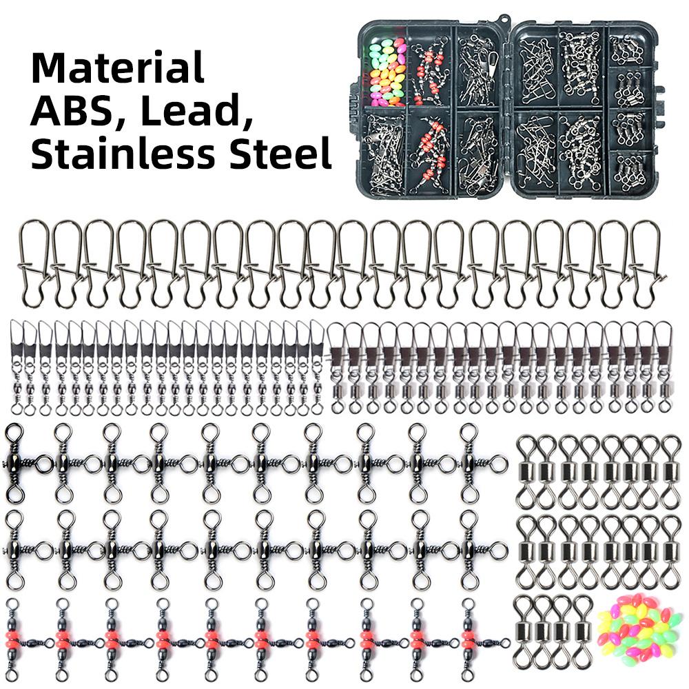 Fishing Pliers and 140 Piece Lure Fishing Accessories Kit Saltwater Hook Remover Fishing Line Connector for Sea Fishing