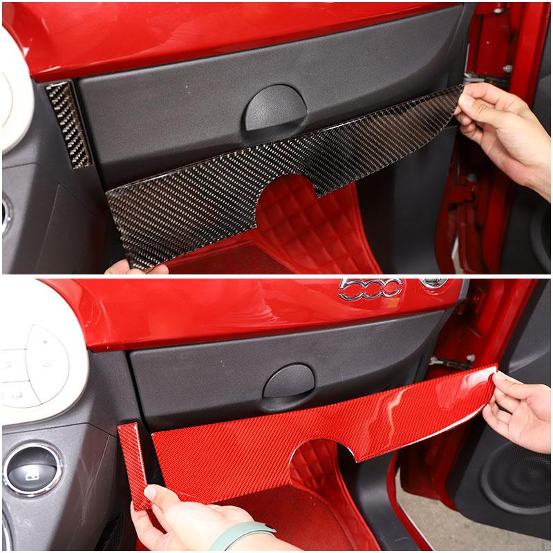 For Fiat 500 2011- Real Carbon Fiber Car Car Central Control Panel Trim Cover Sticker Car Accessories