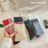 A Pair Soft Mid Tube Socks Stripes Long Socks Durable Womens Crew Socks  for Women